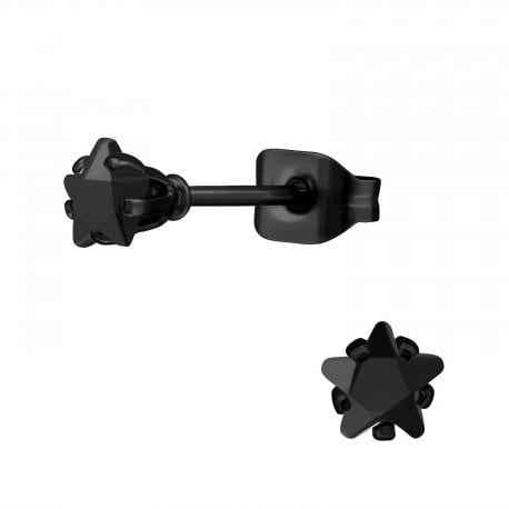 Zwarte Stalen Oorknopjes Met ster zirkonia - Idhuna Jewels