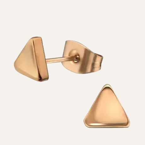 Driehoek Triangle stalen oorknopjes Rosé Goud - Idhuna Jewels