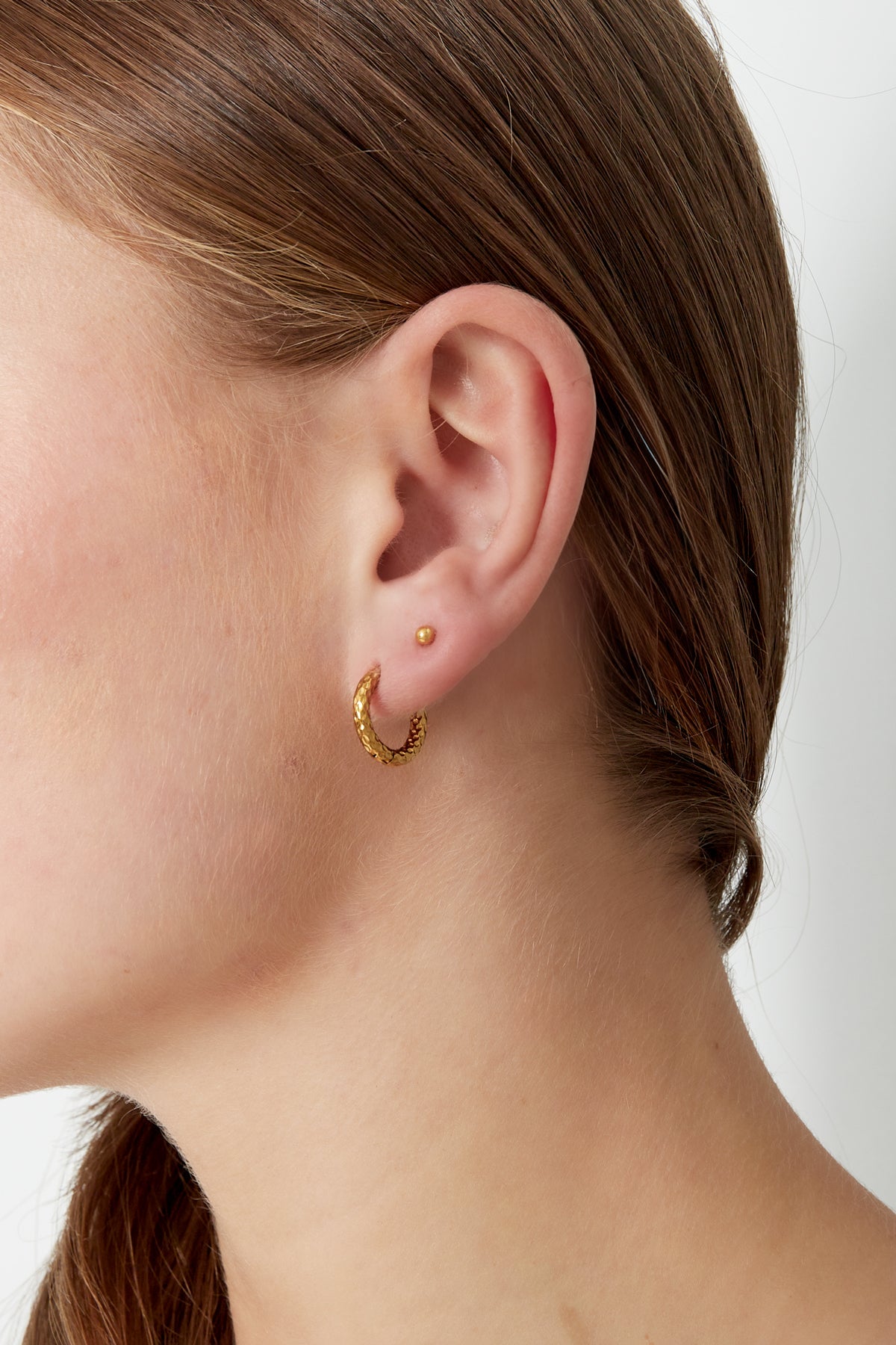 Oorringen met Structuur Staal 15 mm Goud of Zilver Inga