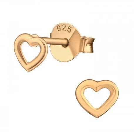 925 Zilveren hartjes oorknopjes Rosé goud - Idhuna Jewels