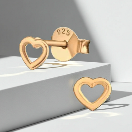 925 Zilveren hartjes oorknopjes Rosé goud