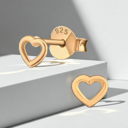 925 Zilveren hartjes oorknopjes Rosé goud