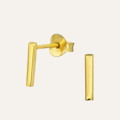 Bar Oorbellen knopjes Balkje Staafje 925 zilver Gold plated