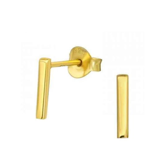 Bar Oorbellen knopjes Balkje Staafje 925 zilver Gold plated