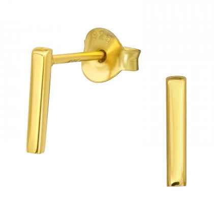 Bar Oorbellen knopjes Balkje Staafje 925 zilver Gold plated - Idhuna Jewels