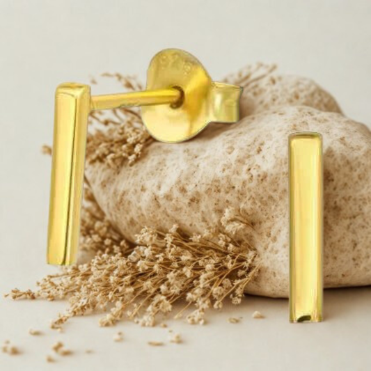 Bar Oorbellen knopjes Balkje Staafje 925 zilver Gold plated