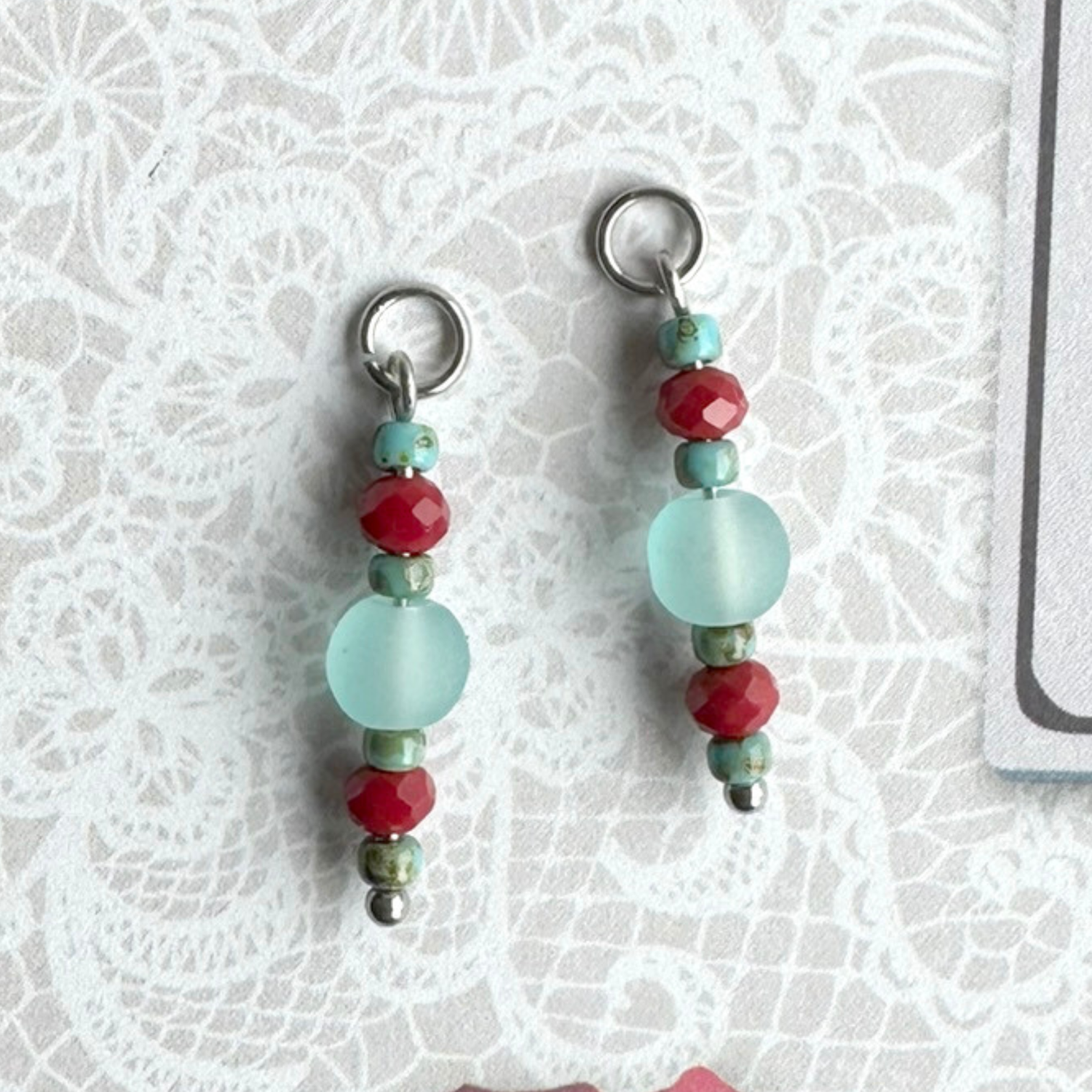 Bedels Blauw rood voor oorbellen