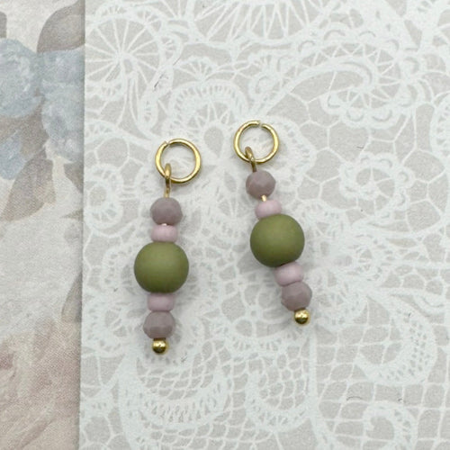 Bedels voor Oorbellen Lila Olijfgroene Kralen