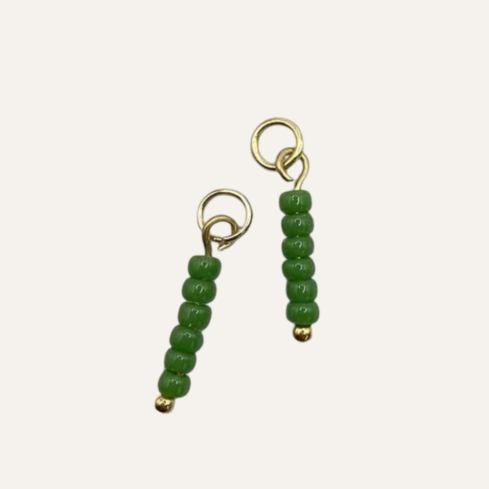 Bedels Oorringen Stainless Steel Goud groene kraaltjes