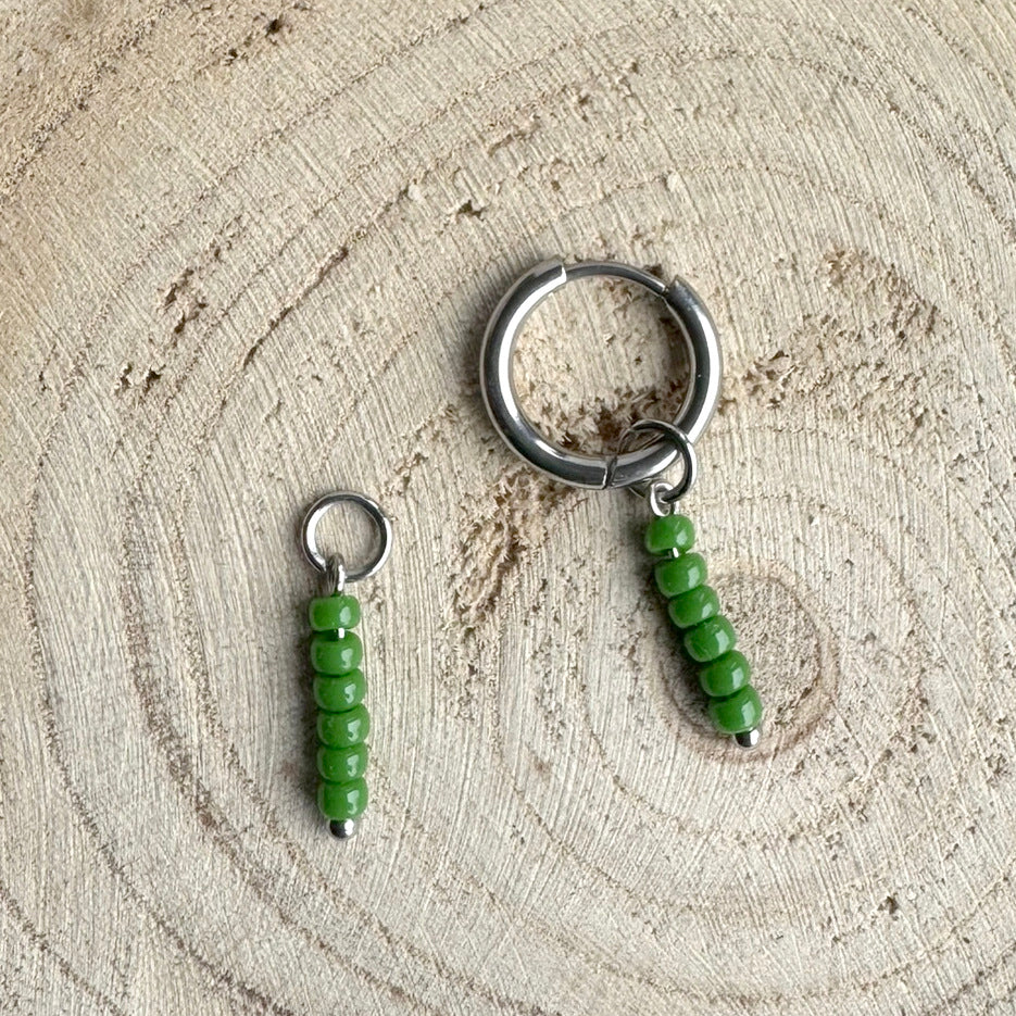 Bedels Oorringen Stainless Steel Zilver groene kraaltjes