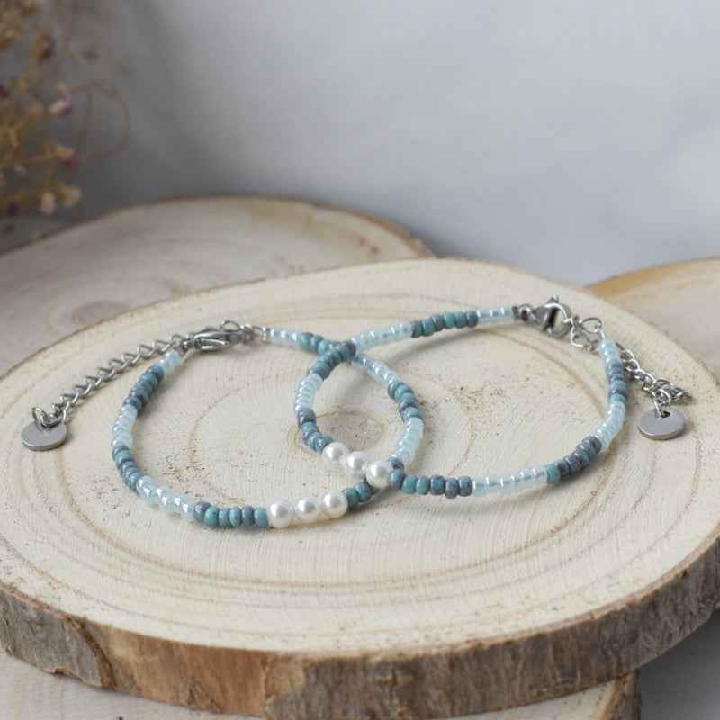 Blauw dames armbandje Miyuki kralen en staal zilverkleurig - Idhuna Jewels