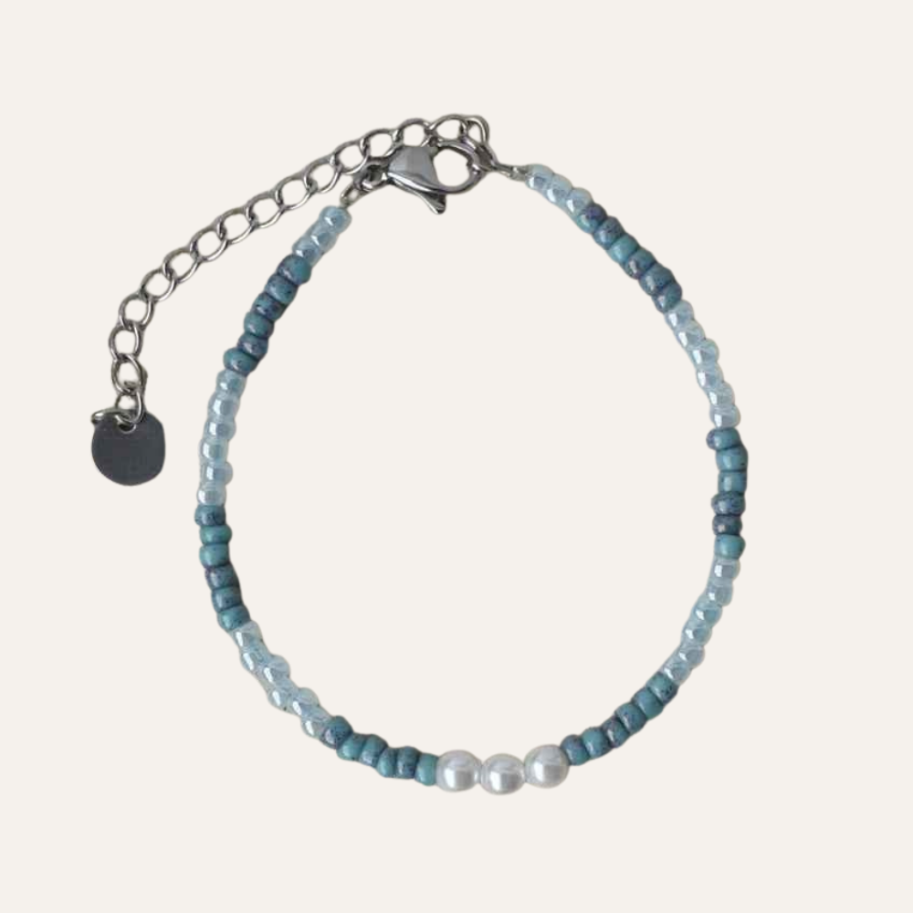 Blauw dames armbandje Miyuki kralen Staal