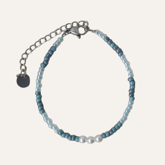 Blauw dames armbandje Miyuki kralen Staal