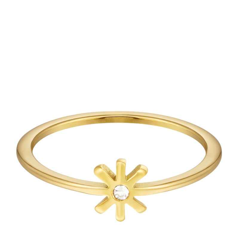 Bloemetjes Ring Staal Goud Dames - Idhuna Jewels