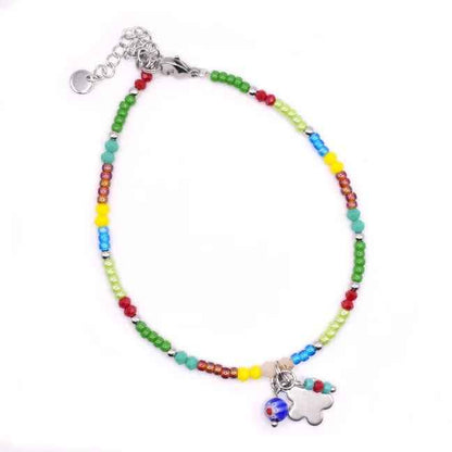 Bohemian Enkelbandje Multi color Staal Zilver - Idhuna Jewels