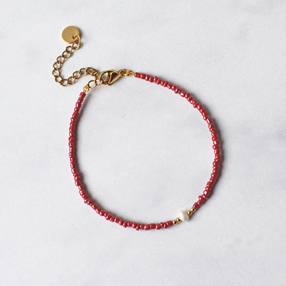 Bordeuax Rode Kralen Armband Noelle