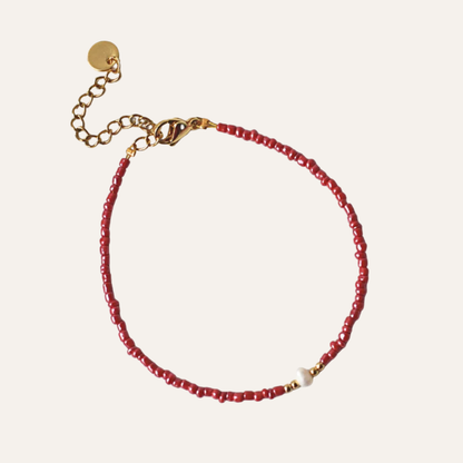 Bordeaux Rode Kralen Armband Noelle