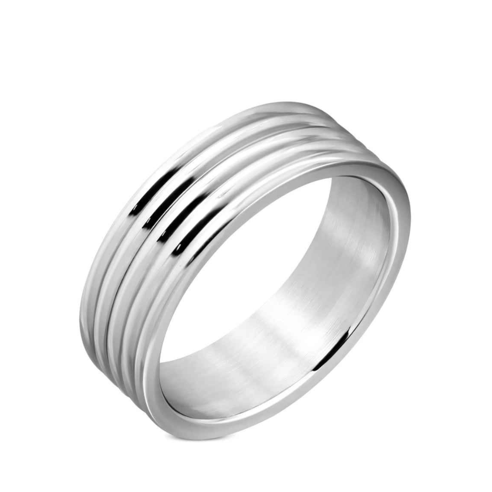 Brede stalen ring dame of heer - Grote maat