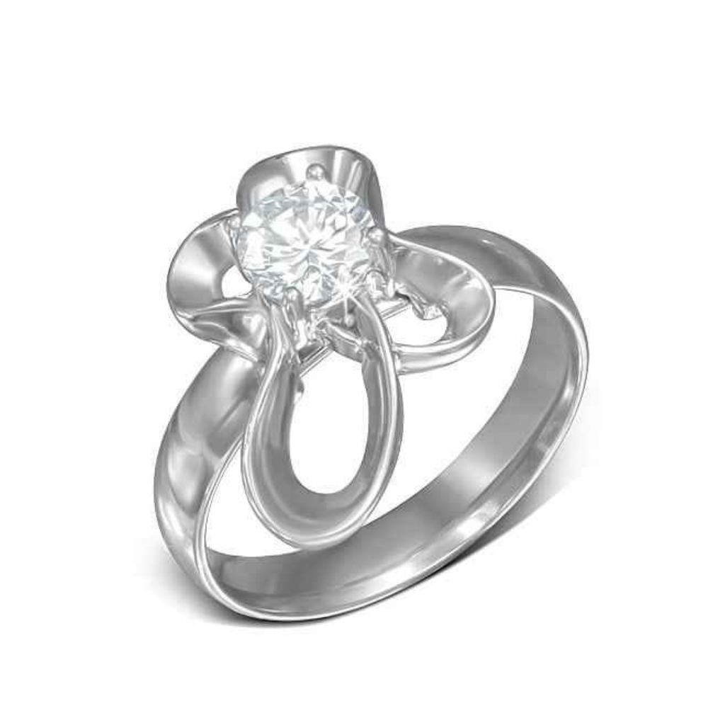 Damesring zirkonia van RVS