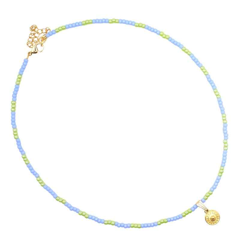 Dames Kralen Ketting Miyuki Lavendel Appeltjes Groen RVS - Idhuna Jewels