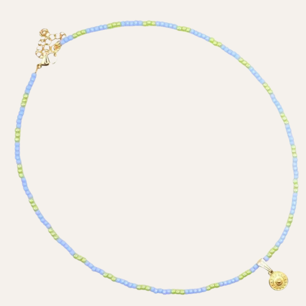 Dames Kralen Ketting Miyuki Lavendel Appeltjes Groen RVS