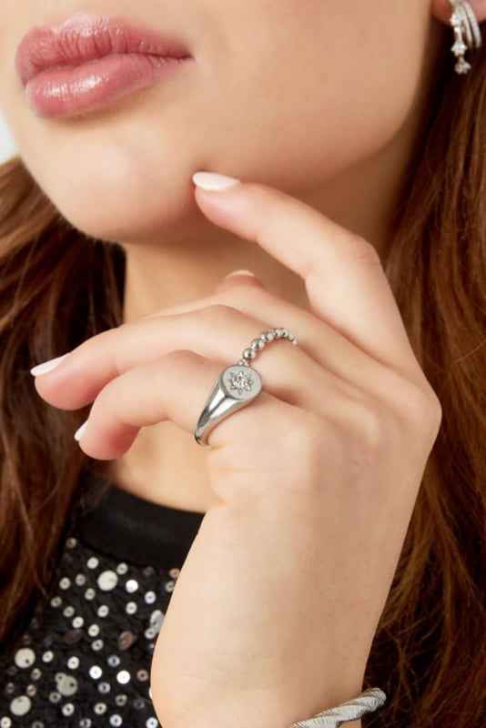 Dames Ring Staal Goud ster vorm met zirkonia - Idhuna Jewels