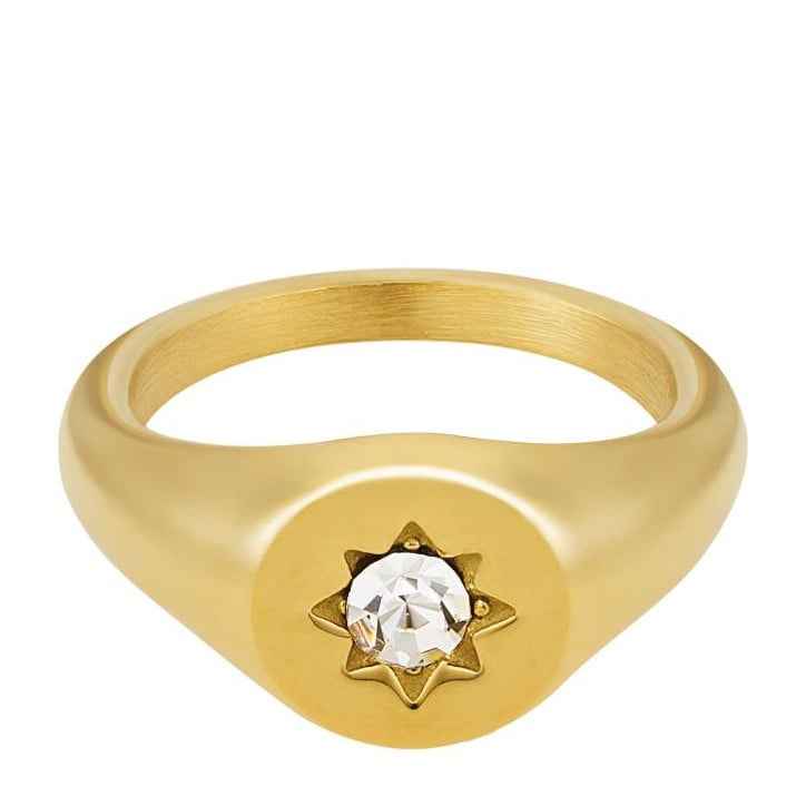 Dames Ring Staal Goud ster vorm met zirkonia - Idhuna Jewels