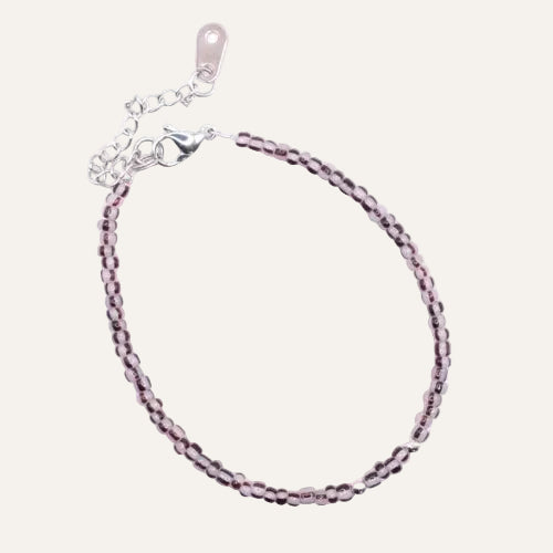 Dames armband zwart wit gestreepte kralen Staal zilver - Idhuna Jewels