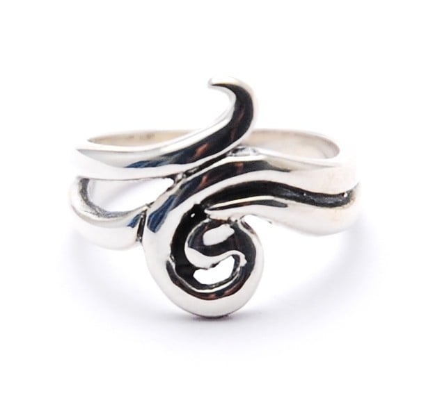Damesring 925 zilver met swirl - Maat 16