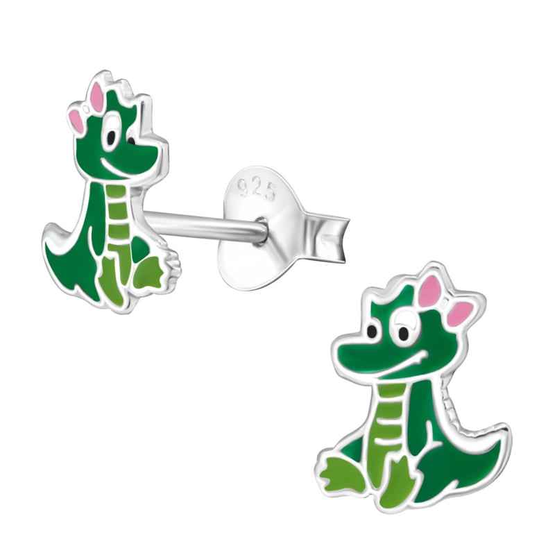 Dinosaurus Oorbellen groen 925 zilver - Idhuna Jewels
