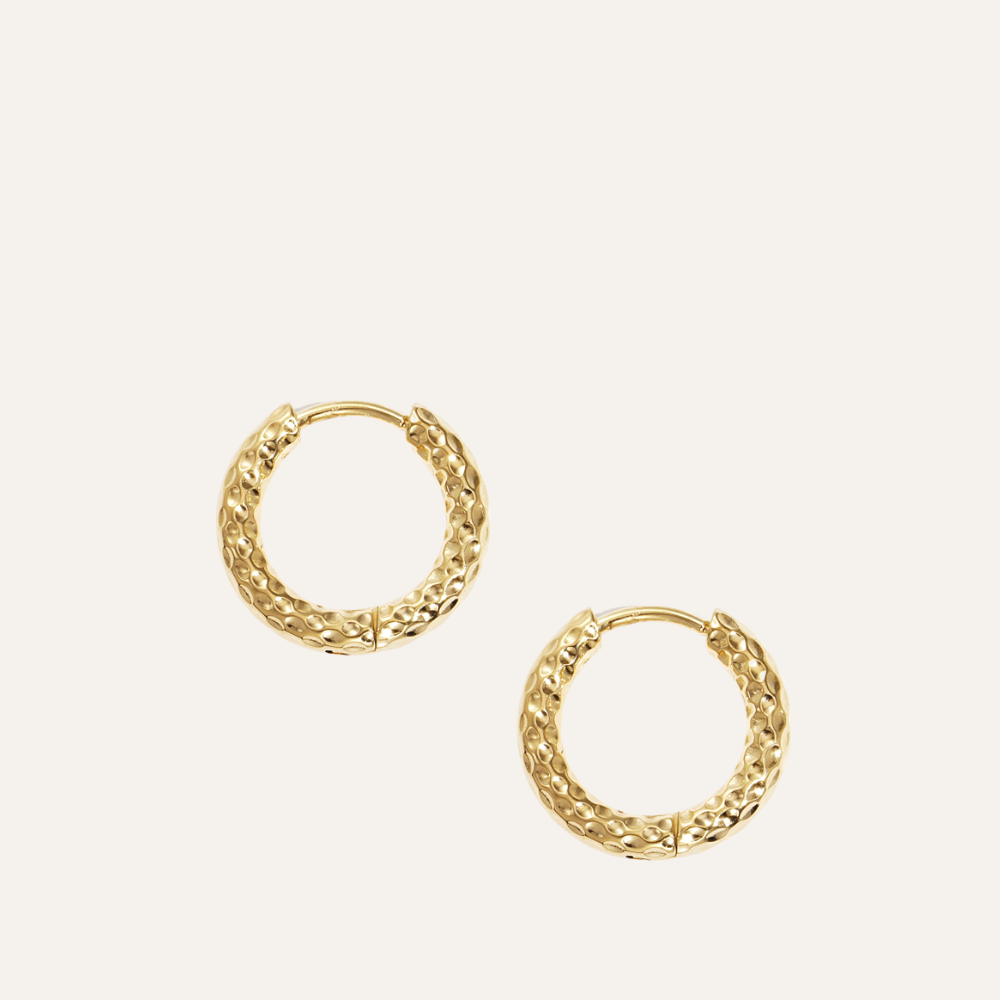 Oorringen met Structuur Staal 15 mm Goud of Zilver Inga