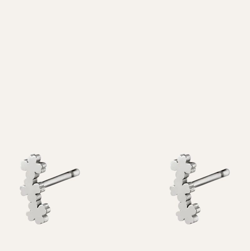 Drie klavertjes vier Oorbellen staal zilver - Idhuna Jewels