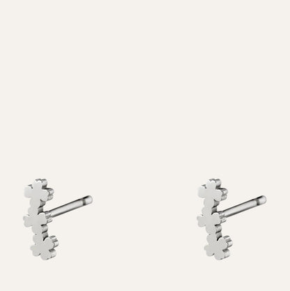 Drie klavertjes vier Oorbellen staal zilver - Idhuna Jewels