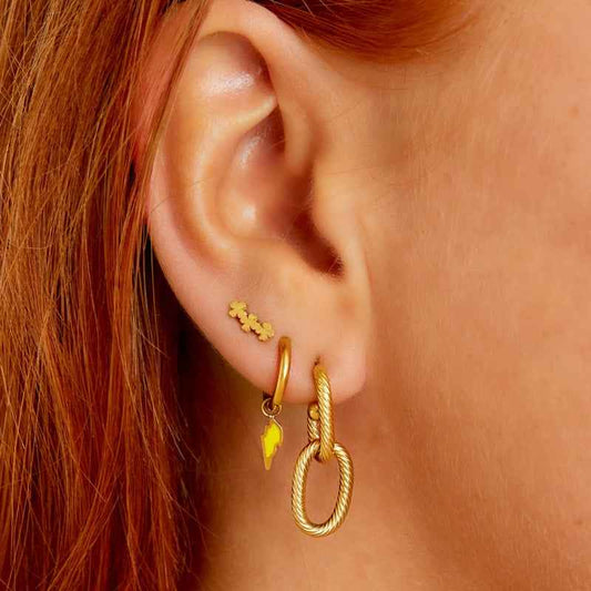 Drie klavertjes vier Oorbellen staal zilver - Idhuna Jewels