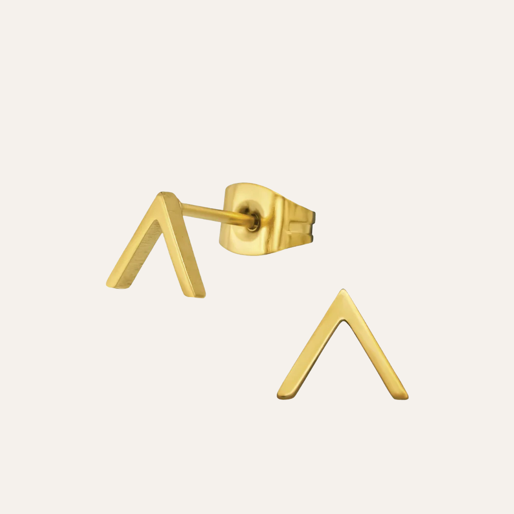 Driehoek V Oorknopjes staal Goud