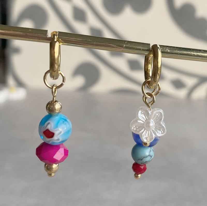 Gebloemde Rvs Bedels voor Oorbellen Goud met Kraaltjes - Idhuna Jewels