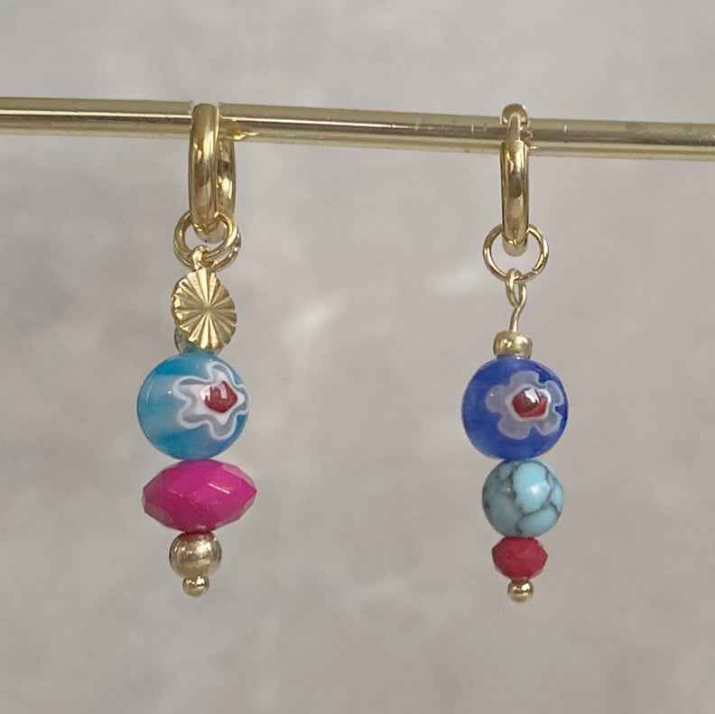 Gebloemde Rvs Bedels voor Oorbellen Goud met Kraaltjes - Idhuna Jewels