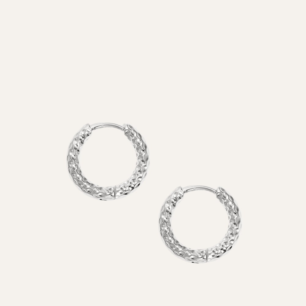Oorringen met Structuur Staal 15 mm Goud of Zilver Inga