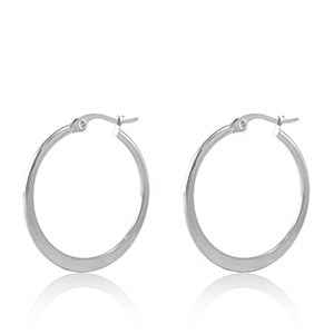 Gladde dames oorringen staal zilver 26 mm Suze - Idhuna Jewels