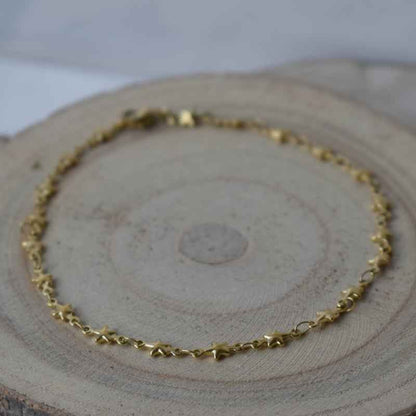 Goudkleurig Enkelbandje staal dames met sterren - Idhuna Jewels