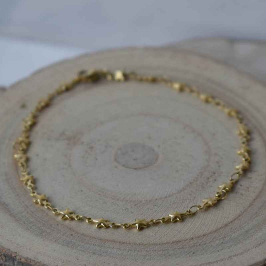 Goudkleurig Enkelbandje staal dames met sterren - Idhuna Jewels