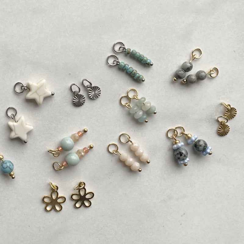 Grijze Natuursteen Kraaltjes Bedels Rvs Goud - Idhuna Jewels