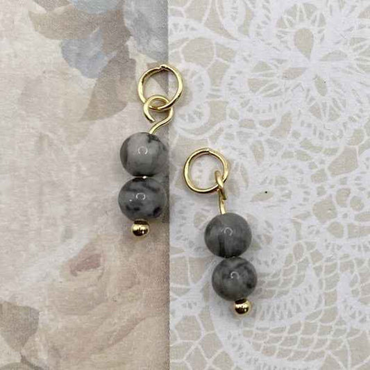 Grijze Natuursteen Kraaltjes Bedels Rvs Goud - Idhuna Jewels