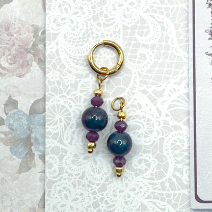 GROEN PAARSE BEDELS VOOR OORBELLEN