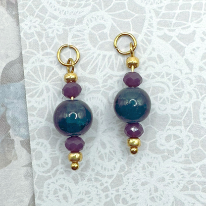 GROEN PAARSE BEDELS VOOR OORBELLEN