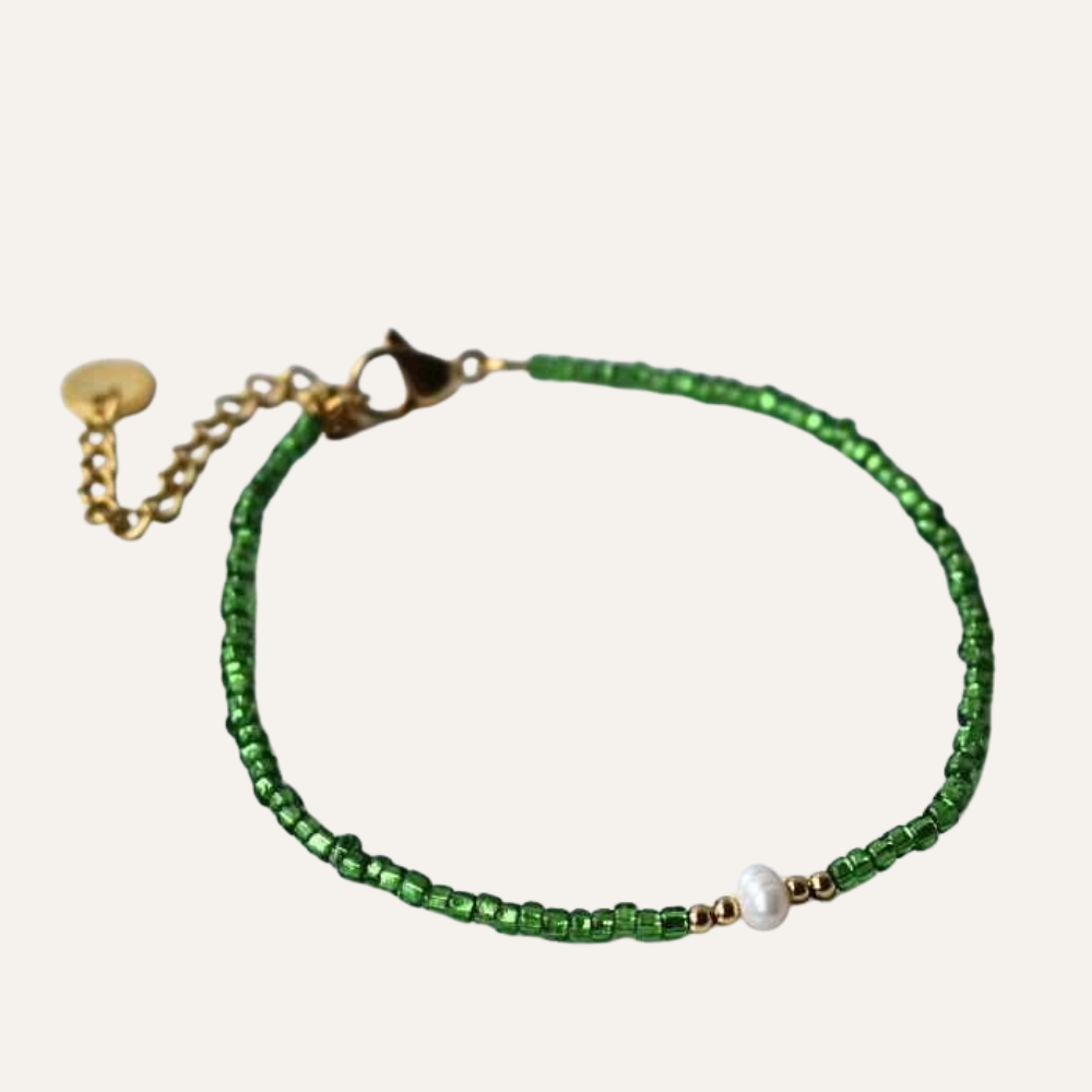 Groene kralen armband dames zoetwater pareltje