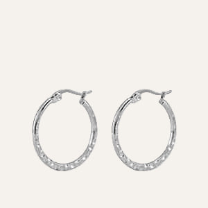 Grote dames oorringen getrommeld staal zilver - 25 mm - Idhuna Jewels