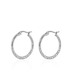 Grote dames oorringen getrommeld staal zilver - 25 mm - Idhuna Jewels