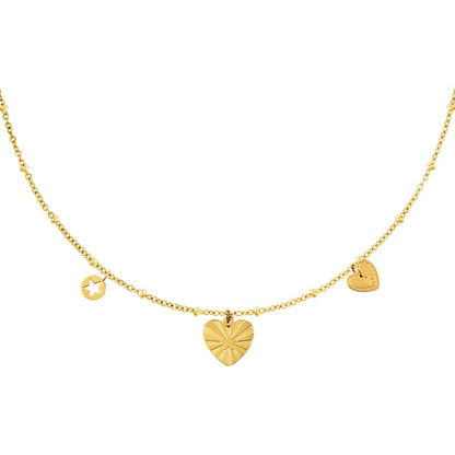 Halsketting dames Rvs met hartjes - Idhuna Jewels