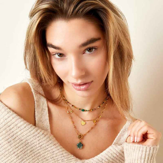 Halsketting dames Rvs met hartjes - Idhuna Jewels